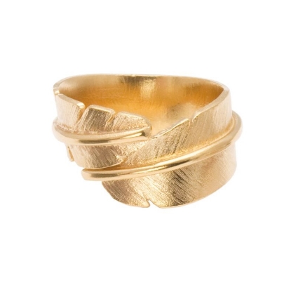 Billede af Heiring Feather ring mellem sølv forgyldt str. 49