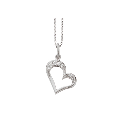 Billede af Scrouples Hjerte  0,025 H-W/SI 14 kt. m. sølvkæde