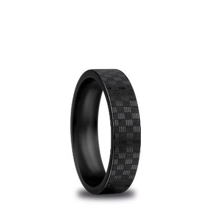 Billede af Bering ring Arctic Symphony bred sort keramik m. mønster (str. 63-75)