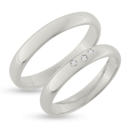 Billede af Vielses & Forlovelses ringe, d-ring 3* 0,01 w/vs. 14 kt. hvg. 