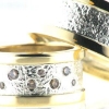 Billede af Ringe 14 kt. + sølv, d-ring 8 mm. med 5 brill. 2* 0,02, 2* 0,03, 1* 0,04 w/vs. herrering 10 mm. bred