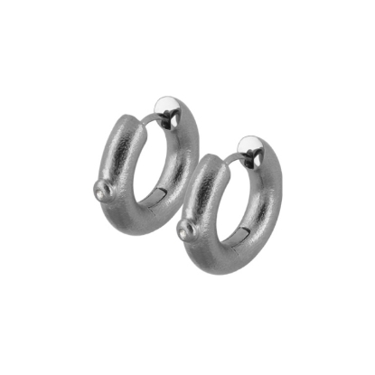 Billede af Zeezen knækcreoler titanium, let hamret m. 2x0,05 ct twpi diamant