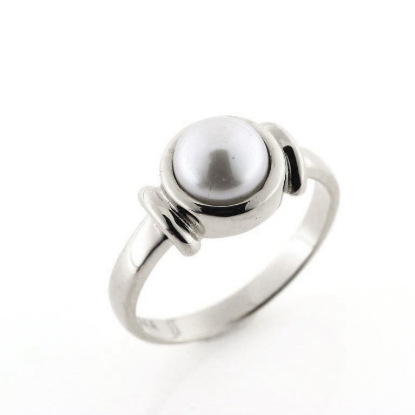 Billede af Ring m. fwp. button, 6½-7 mm. 925s.