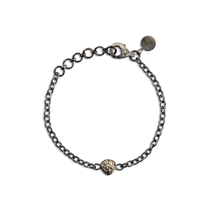 Billede af By Birdie Chain Sol Pavé armbånd sort rhodineret sølv m.18kt og diamanter (0.15 ct)