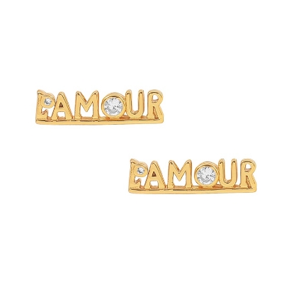 Billede af *Hultquist L'amour øreringe forgyldt sølv med hvide zirkoniasten