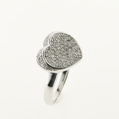 Billede af *Ring sølv rhd m hjerte 17,5x14,5mm, m syn zir.