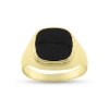 Billede af Herrering lukket bund antik onyx sten 12*12 mm. 14 kt. facon 6,9 gr. (prisen er excl. guld)