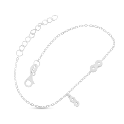 Billede af By Pind armbånd sølv rhodineret med evighedshedstegn (16+3cm)