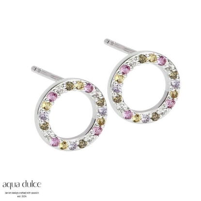 Billede af Aqua Dulce Pastel Circle øreringe sølv m. cz (10 mm)
