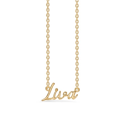 Billede af Studio Z "Name Tag - LIVA" halskæde forgyldt sølv (40-45 cm)