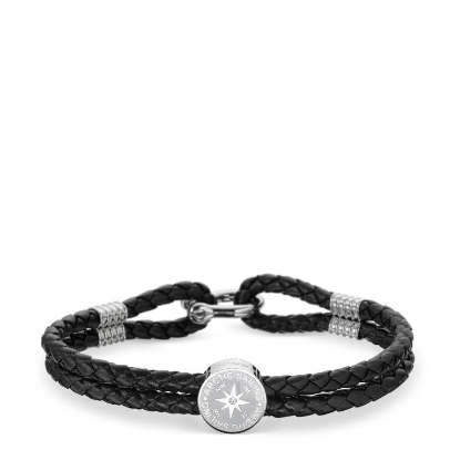 Billede af Bering Arctic Symphony læderarmbånd poleret stål (180-200mm)