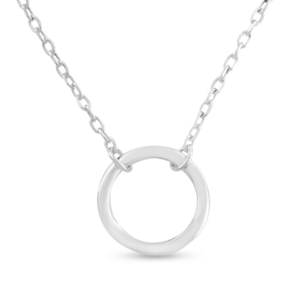 Billede af By Pind halskæde sølv rhodineret cirkel vedhæng (42+3cm)