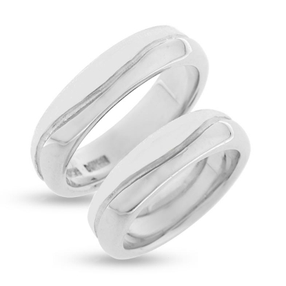 Billede af Vielses & Forlovelses ringe, med rille, 925s.