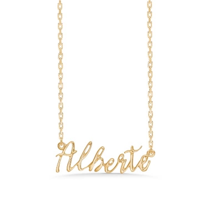 Billede af Studio Z "Name Tag - ALBERTE" halskæde forgyldt sølv (40-45 cm)