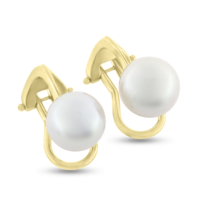 Billede af Øreclips sv. kulturperle 2* 7-7½ mm. 14 kt. (omega clips model)