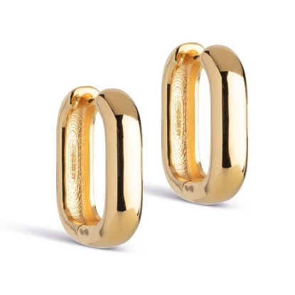 Billede af ENAMEL Copenhagen Square 18 mm øreringe forgyldt sølv 