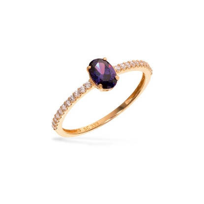 Billede af Glow ring lavendel & hvid cubic zir. 8 kt.