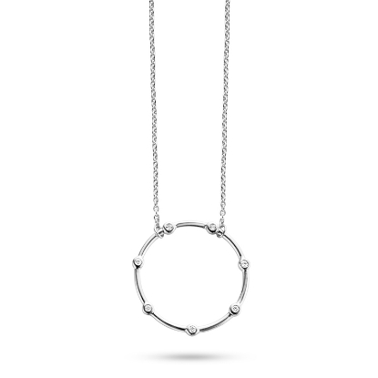 Billede af Spirit Icons Living round halskæde 14 kt hvg med 0,035 ct. w/vs 45 cm.  