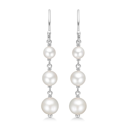 Billede af Mads Z "Treasure" øreringe sølv m. 3 kulturperler i forløb