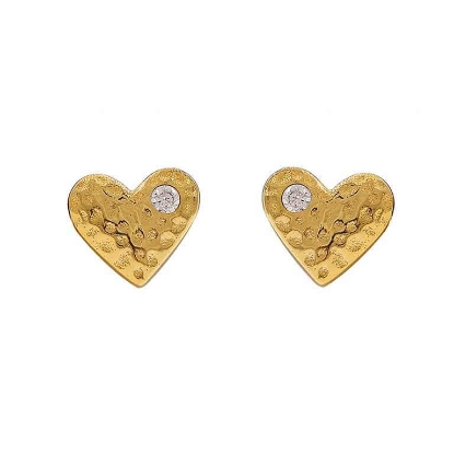 Billede af Hultquist Mini Heart øreringe forgyldt sølv m. cz