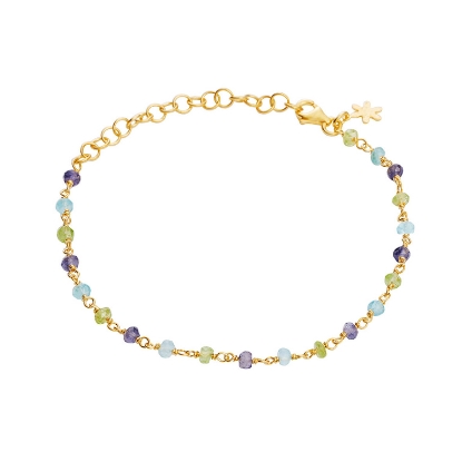 Billede af Susanne Friis Bjørner Armbånd sølv forgyldt facetslebne apatit, iolit, peridot