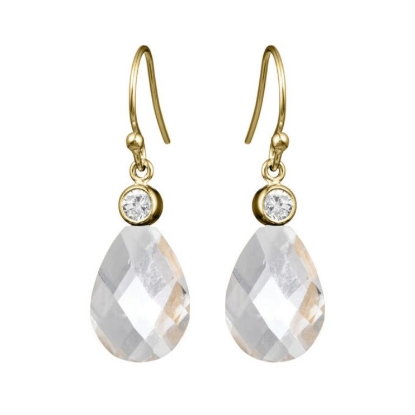 Billede af Susanne Friis Bjørner ørehængere forgyldt sølv m. bjergkrystal og zirconia