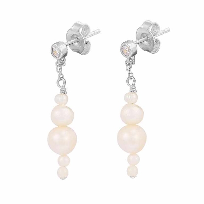 Billede af Hultquist Esther øreringe sølv m. ferskvandsperler + cz