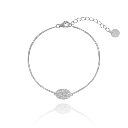 Billede af *WiOGA Greta armbånd sølv med råt ovalt vedhæng (15,5-18cm)