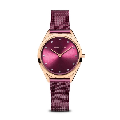 Billede af Bering Ultra Slim dameur lilla meshlænke, rosa kasse, lilla skive, 3 ATM