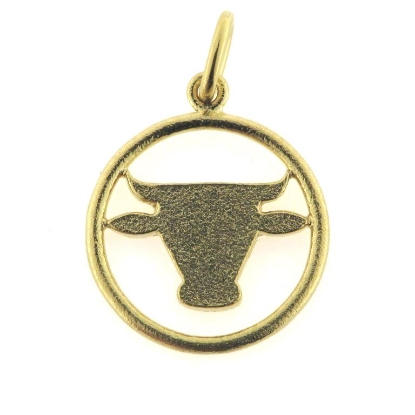 Billede af Vedhæng slagter, oksehoved, 20 mm. 925s forgyldt