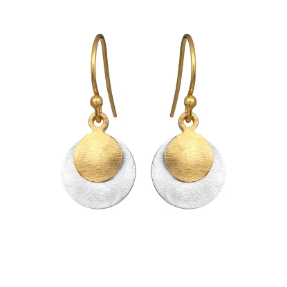 Billede af Susanne Friis Bjørner Ørering sølv forgyldt to mønter 8 sølv forgyldt og 12 mm sølv