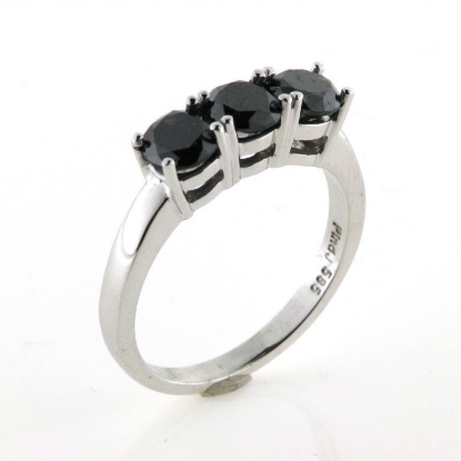 Billede af Rækkering 3 sorte brill.  14 kt. hvg.