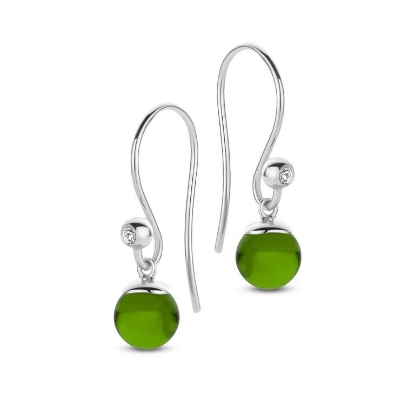 Billede af Spirit Icons Figaro øreringe sølv m. grøn sten (6mm) + cz