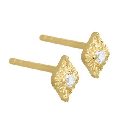 Billede af Aqua Dulce Opally øreringe forgyldt sølv m. cz