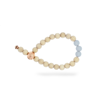 Billede af &Imagine armbånd Light Grey m. 8mm trækugler og emaljebeads rosaforgyldt lås