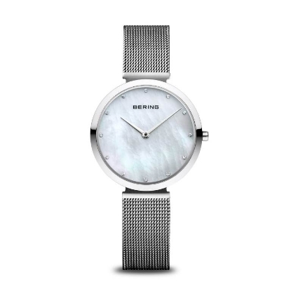 Billede af Bering Classic Dameur mamorskive meshlænke stål, 3 ATM, 32mm