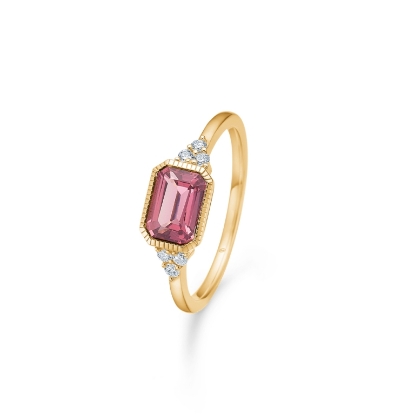 Billede af Mads Z "Elvira" ring 14 kt. guld m. pink turmalin + brillanter (str. 50-60)