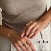 Billede af Studio Z "Forest" ring forgyldt sølv m. grøn cz (str. 54)