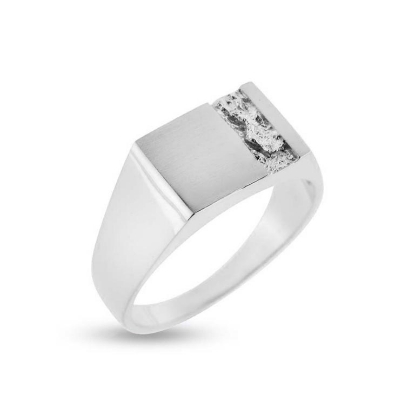 Billede af Herrering m. lukket bund m. plade 9*13mm m. råguld 14 kt. hvg.