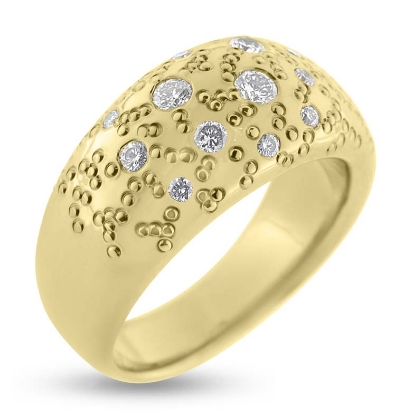 Billede af Ring massiv båndr. 12 brill. ialt 0,38 ct. sølv forgyldt