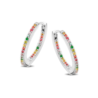 Billede af Spirit Icons Passion creoler sølv m. multifarvede zirkoniasten (s)