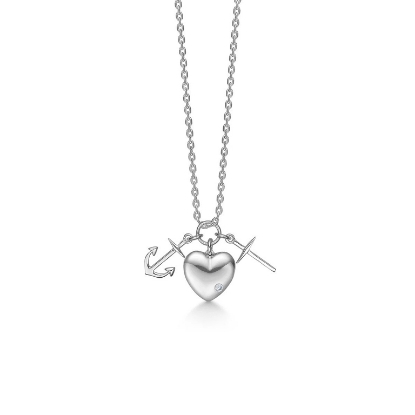 Billede af Mads Z "Hope - Faith - Love" halskæde sølv med zirkoniasten (40 - 45cm)  