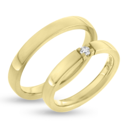 Billede af Vielses & Forlovelses ringe, d-ring 0,07 w/vs. 14 kt. (br. 3,1-tk. 1,9 mm.)