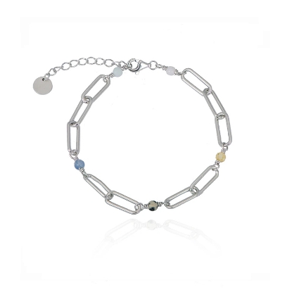 Billede af *WiOGA Viola armbånd sølv med halvædelsten (15,5-18cm)