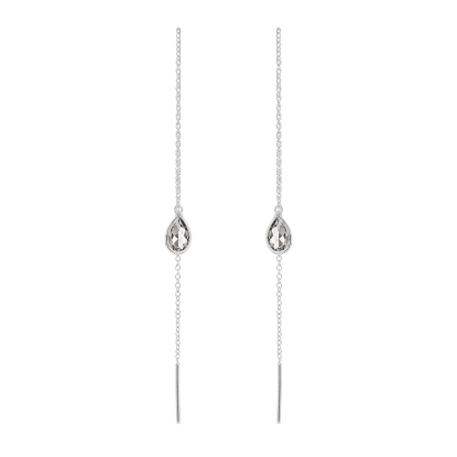 Billede af Susanne Friis Bjørner Ørekæde sølv mini dråbe facet bjergkrystal