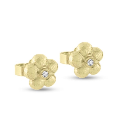 Billede af Hyldeblomst ørestikker i 14 kt. med brillanter