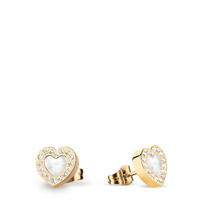 Billede af Bering øreringe Arctic Symphony hjerte poleret forgyldt stål m. sten