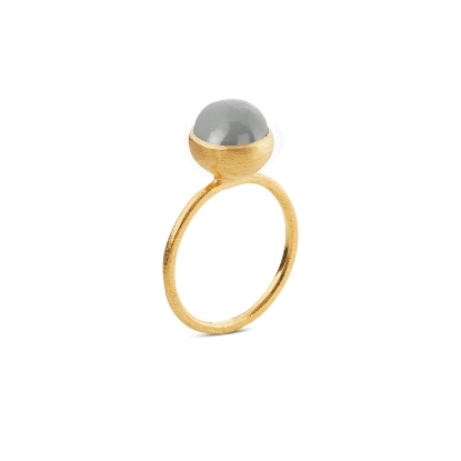 Billede af Susanne Friis Bjørner Ring sølv forgyldt grå månesten 8mm (str. 48-60)