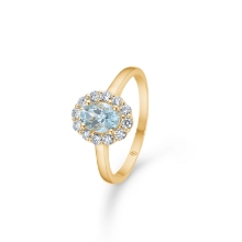 Billede af Mads Z "Portofino" ring 14 kt. guld m. aquamarin + 0,35 ct. brillanter (str. 58)
