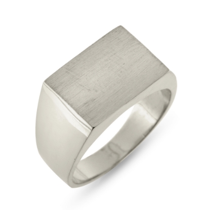 Billede af Ring massiv lukket bund, rek. plade 14 kt. hvg.